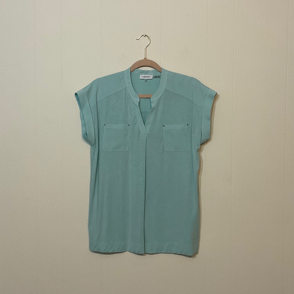 Calvin Klein Aqua Short Sleeve Blouse